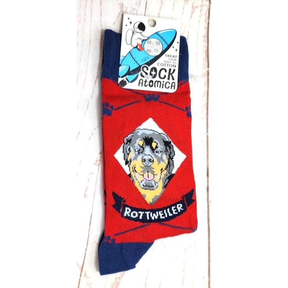 Sock Atomica, Rottweiler Graphic, Novelty Socks, Kync Custom, Premium Cotton